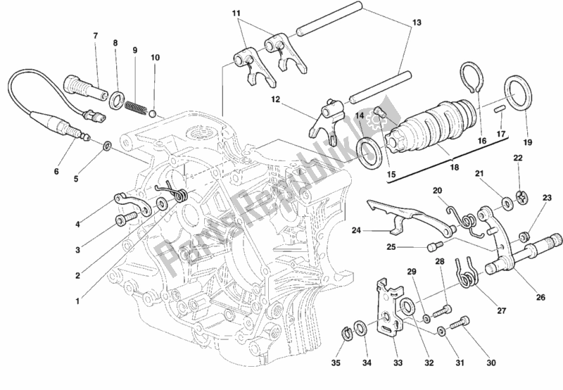 All parts for the Gear Change Mechanism of the Ducati Monster 750 USA 1999